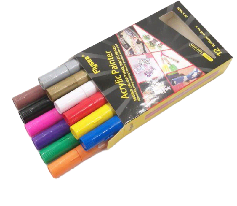 Acrylic Paint Pens Flysea 1026 (23mm)12 ColoursRock art pens playspy