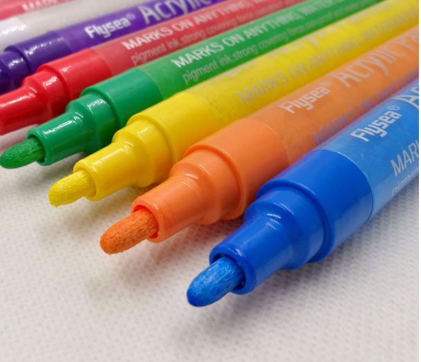 Acrylic Paint Pens Flysea 1026 (23mm)12 ColoursRock art pens playspy